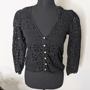 💘 Aritzia Wilfred Crochet Sheer Cardigan Black